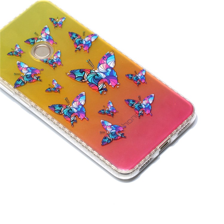 Pattern Printing Inner Rhinestone TPU Case for Huawei P8 Lite (2017) / Honor 8 Lite - Colorized Butterflies-4