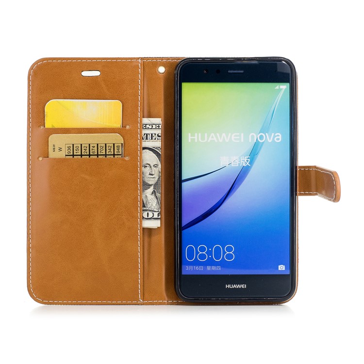 Two-tone Jean Cloth PU Leather Stand Phone Case Cover for Huawei P10 Lite - Black-8
