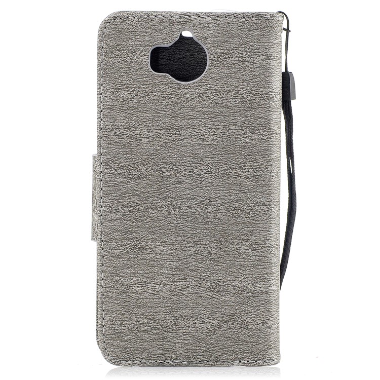 Imprinted Bear Wallet Leather Stand Case for Huawei Y5 (2017) - Grey-3