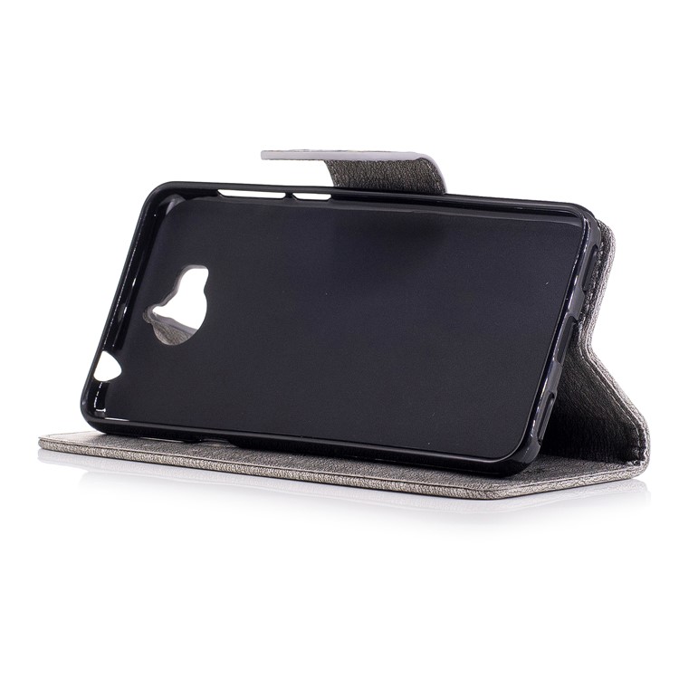Imprinted Bear Wallet Leather Stand Case for Huawei Y5 (2017) - Grey-5