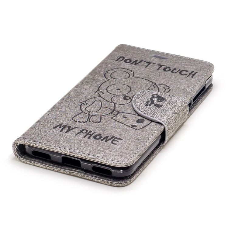 Imprinted Bear Wallet Leather Stand Case for Huawei Y5 (2017) - Grey-6