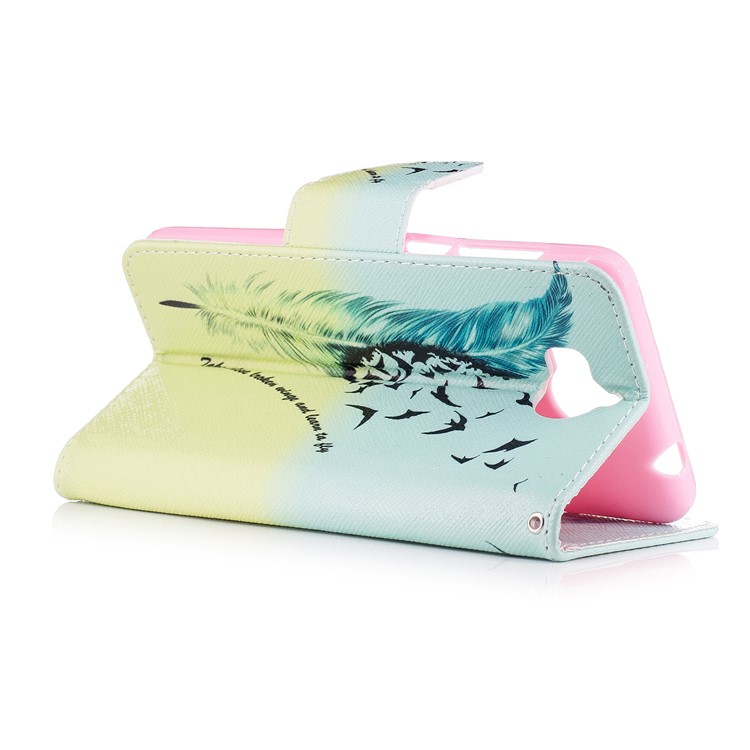Pattern Printing Wallet Leather Stand Case for Huawei Y5 (2017) - Feather Pattern-4
