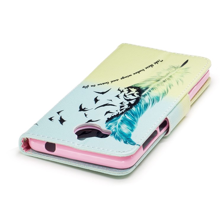 Pattern Printing Wallet Leather Stand Case for Huawei Y5 (2017) - Feather Pattern-7