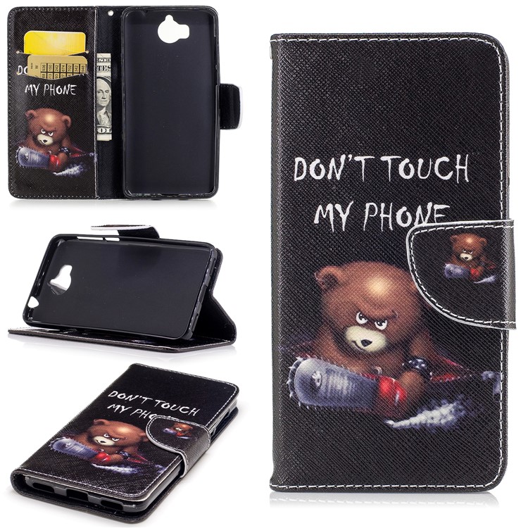 Pattern Printing Wallet Leather Magnetic Case for Huawei Y5 (2017) / Y6 (2017) - Brown Bear-1