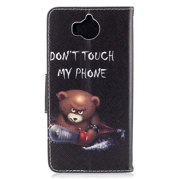 Pattern Printing Wallet Leather Magnetic Case for Huawei Y5 (2017) / Y6 (2017) - Brown Bear-3