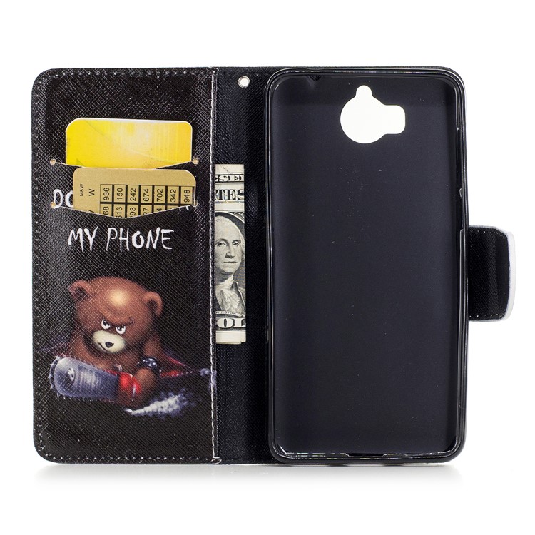 Pattern Printing Wallet Leather Magnetic Case for Huawei Y5 (2017) / Y6 (2017) - Brown Bear-8