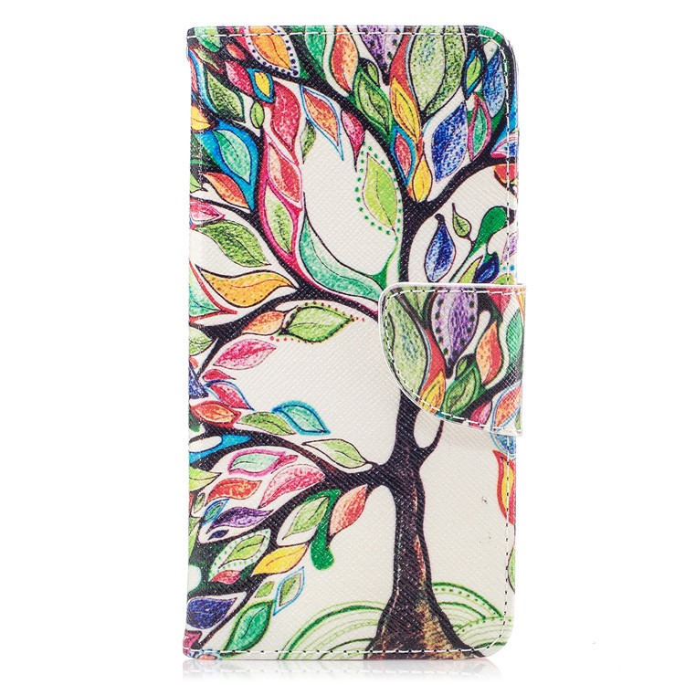 Pattern Printing Wallet Leather Cell Phone Case para Huawei Y5 (2017) / Y6 (2017)-colorized árvore-2