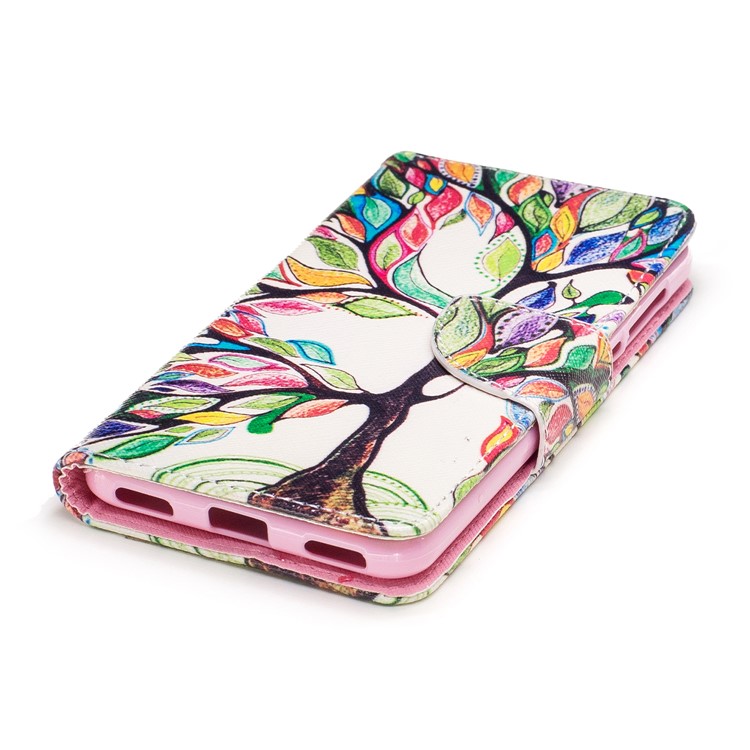 Pattern Printing Wallet Leather Cell Phone Case para Huawei Y5 (2017) / Y6 (2017)-colorized árvore-6