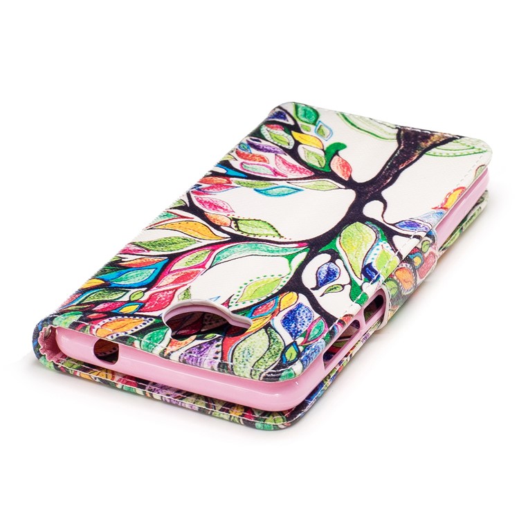 Pattern Printing Wallet Leather Cell Phone Case para Huawei Y5 (2017) / Y6 (2017)-colorized árvore-7