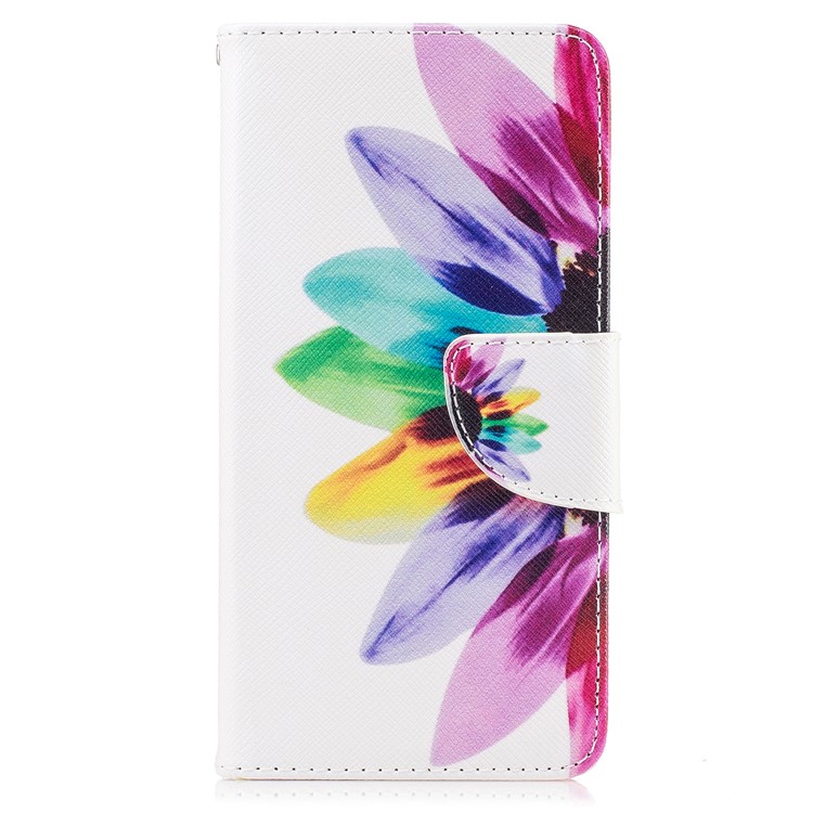 Pattern Printing Leather Card Holder Case for Huawei Y5 (2017) / Y6 (2017) - Petals Pattern-2
