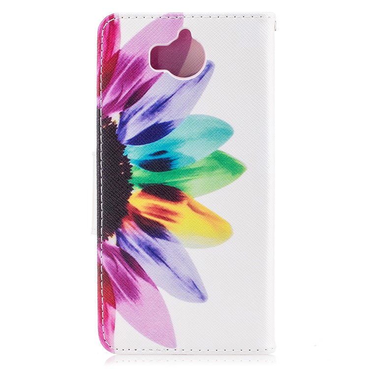 Pattern Printing Leather Card Holder Case for Huawei Y5 (2017) / Y6 (2017) - Petals Pattern-3