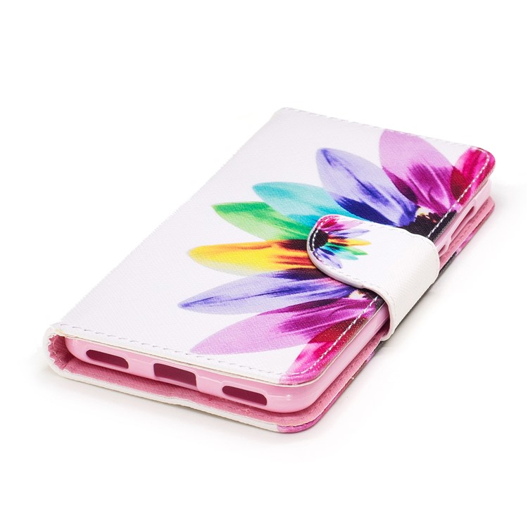 Pattern Printing Leather Card Holder Case for Huawei Y5 (2017) / Y6 (2017) - Petals Pattern-6