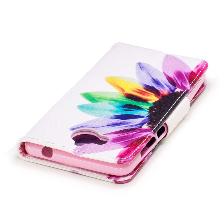 Pattern Printing Leather Card Holder Case for Huawei Y5 (2017) / Y6 (2017) - Petals Pattern-7