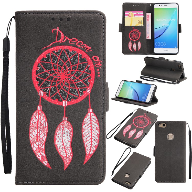 For Huawei P10 Lite Dream Catcher Pattern Wallet Leather Phone Case with Lanyard - Black-1