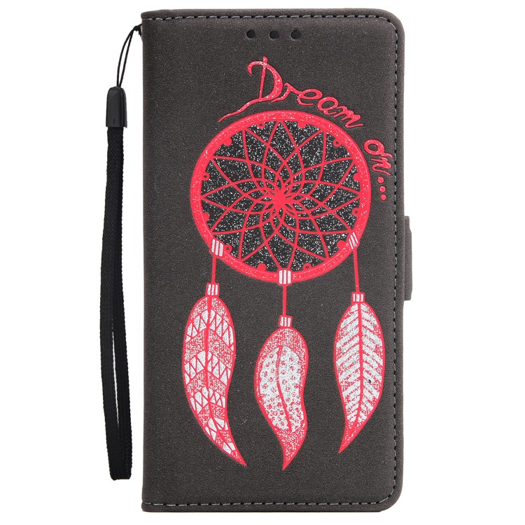 For Huawei P10 Lite Dream Catcher Pattern Wallet Leather Phone Case with Lanyard - Black-2