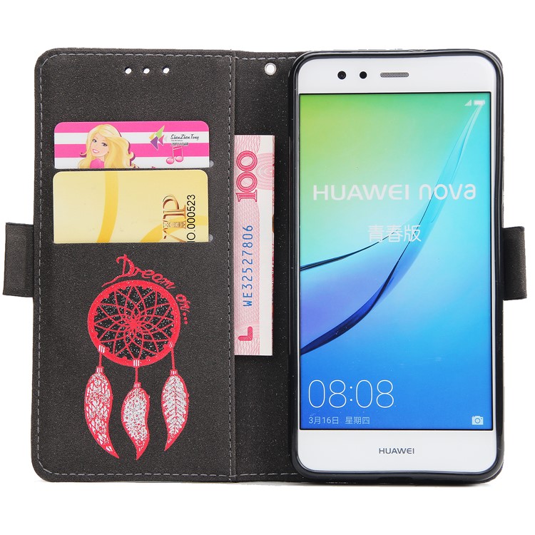 For Huawei P10 Lite Dream Catcher Pattern Wallet Leather Phone Case with Lanyard - Black-4