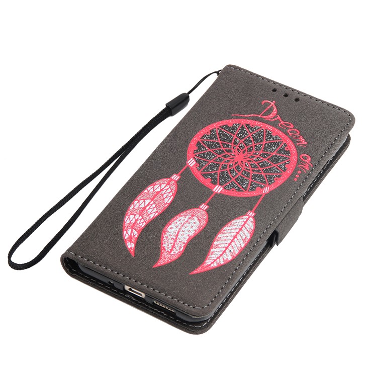 For Huawei P10 Lite Dream Catcher Pattern Wallet Leather Phone Case with Lanyard - Black-7
