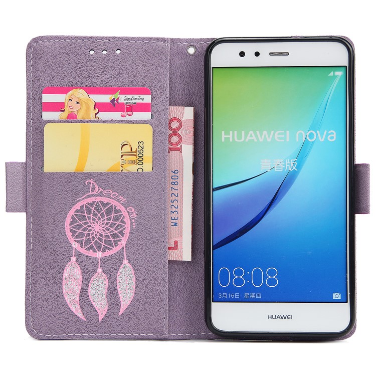 Dream Catcher Pattern Wallet Leather Stand Mobile Phone Shell for Huawei P10 Lite - Purple-4