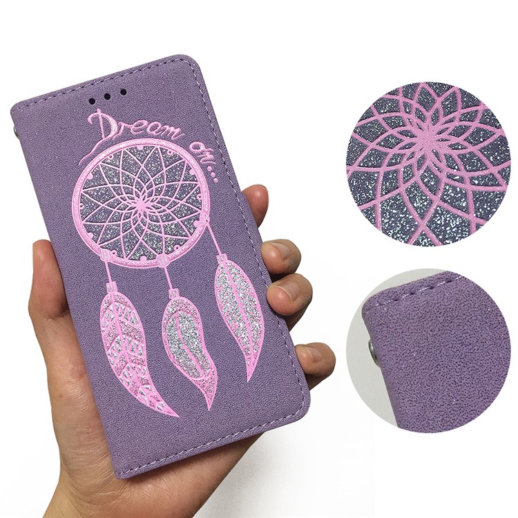 Dream Catcher Pattern Wallet Leather Stand Mobile Phone Shell for Huawei P10 Lite - Purple-9