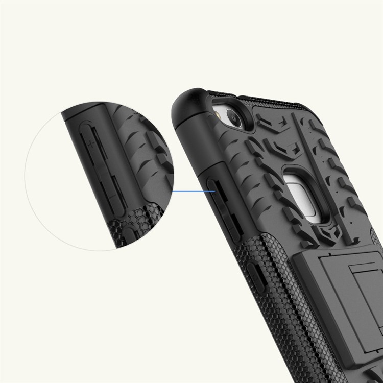Cool Tyre Pattern Kickstand PC TPU Combo Phone Cover for Huawei P10 Lite - Black-10