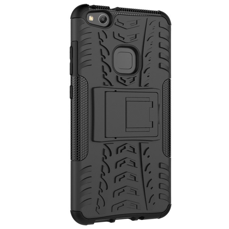 Cool Tyre Pattern Kickstand PC TPU Combo Phone Cover for Huawei P10 Lite - Black-2