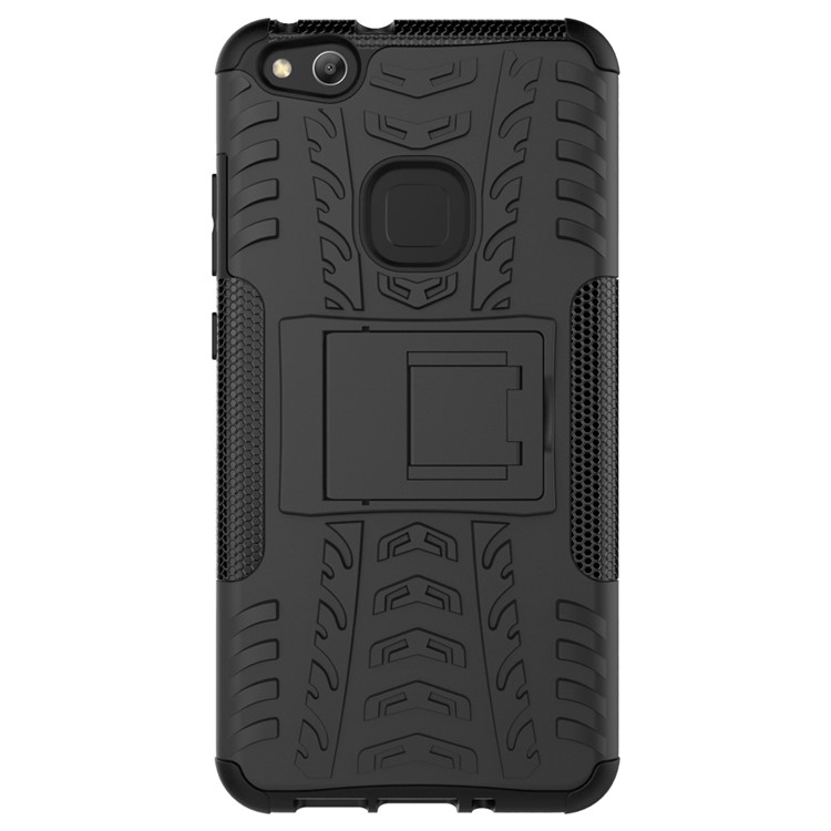 Cool Tyre Pattern Kickstand PC TPU Combo Phone Cover for Huawei P10 Lite - Black-3