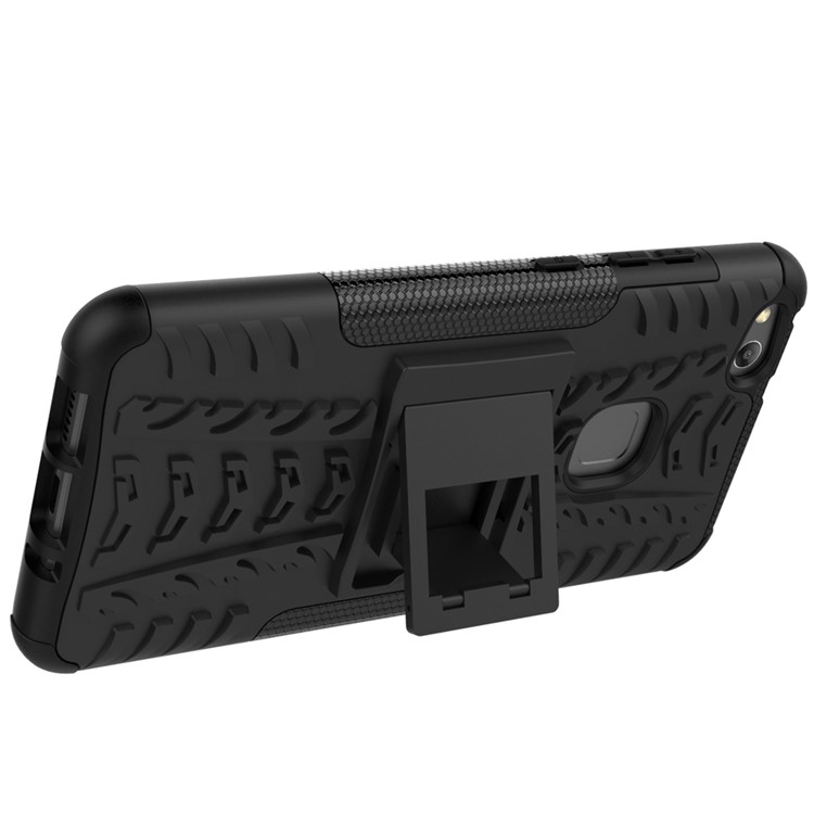 Cool Tyre Pattern Kickstand PC TPU Combo Phone Cover for Huawei P10 Lite - Black-4
