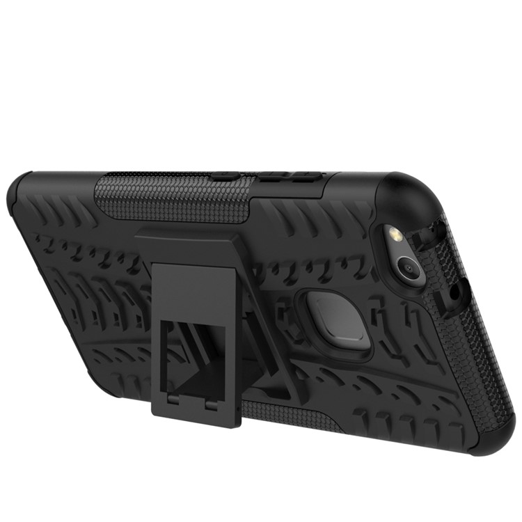 Cool Tyre Pattern Kickstand PC TPU Combo Phone Cover for Huawei P10 Lite - Black-5