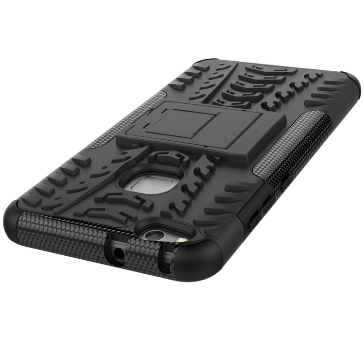 Cool Tyre Pattern Kickstand PC TPU Combo Phone Cover for Huawei P10 Lite - Black-6