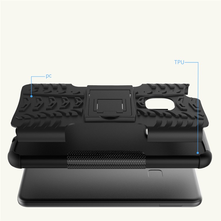 Cool Tyre Pattern Kickstand PC TPU Combo Phone Cover for Huawei P10 Lite - Black-9