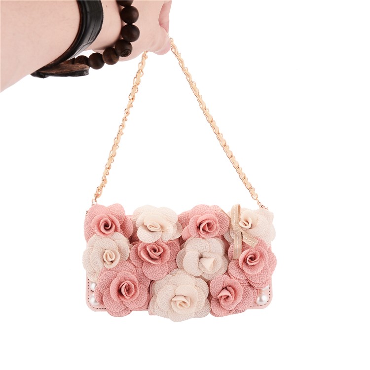 Dual-Color 3D Roses Decor Wallet Leather Case with Lanyard for Huawei P10 Plus - Pink-1