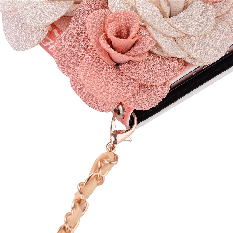 Dual-Color 3D Roses Decor Wallet Leather Case with Lanyard for Huawei P10 Plus - Pink-10