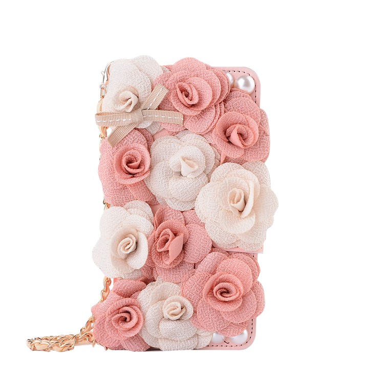 Dual-Color 3D Roses Decor Wallet Leather Case with Lanyard for Huawei P10 Plus - Pink-2
