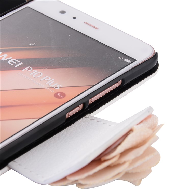 Dual-Color 3D Roses Decor Wallet Leather Case with Lanyard for Huawei P10 Plus - Pink-9