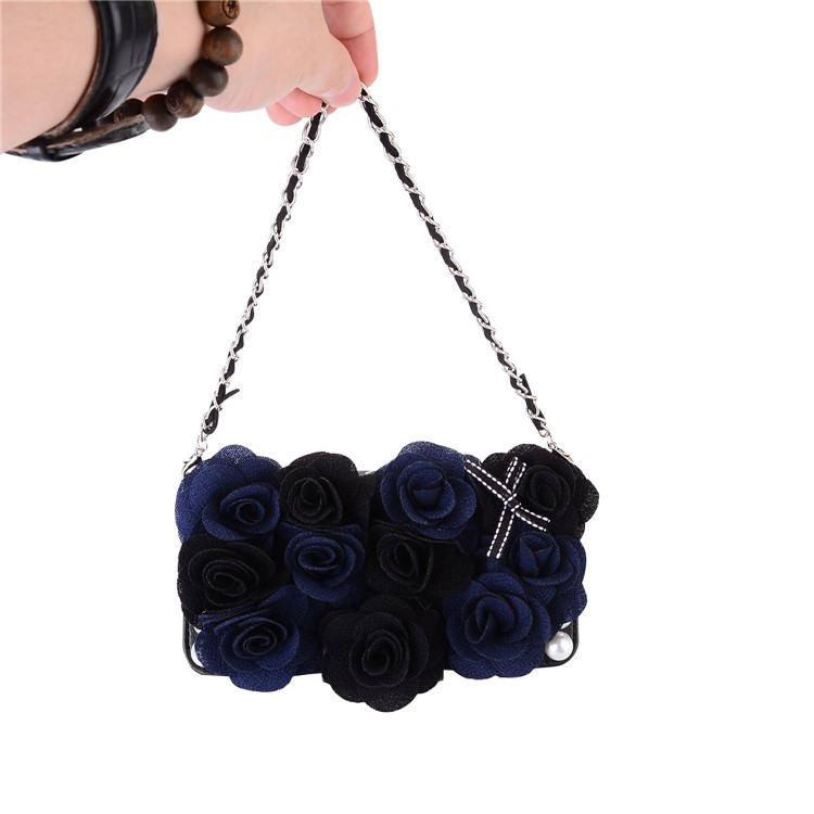 3D Roses Decor Wallet Leather Flip Case Cover with Lanyard for Huawei P10 Plus - Black-1
