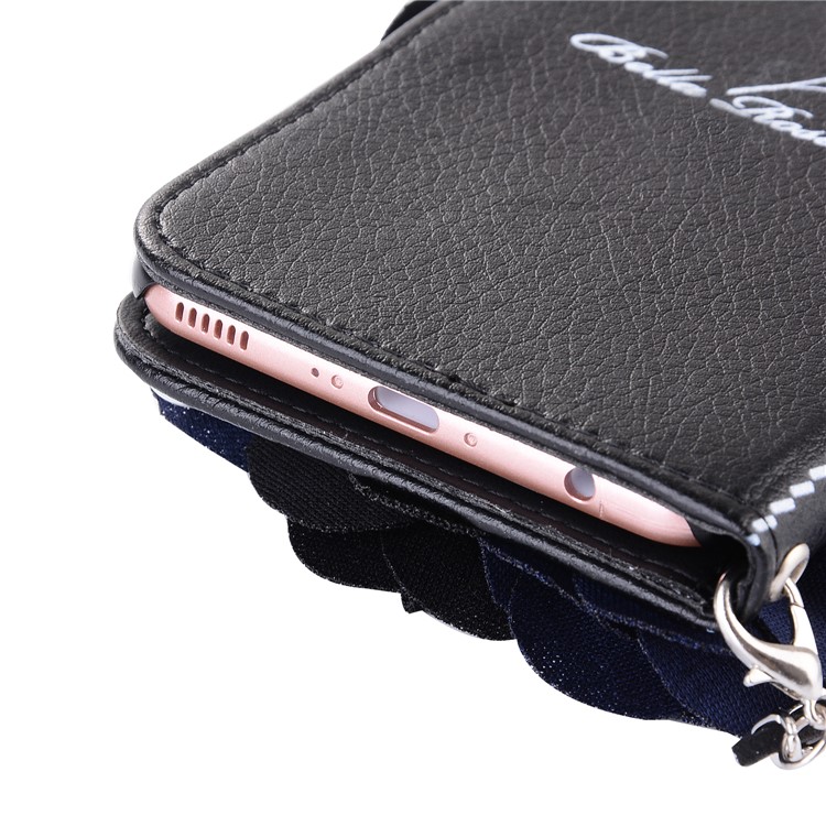 3D Roses Decor Wallet Leather Flip Case Cover with Lanyard for Huawei P10 Plus - Black-10