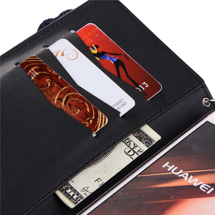3D Roses Decor Wallet Leather Flip Case Cover with Lanyard for Huawei P10 Plus - Black-5