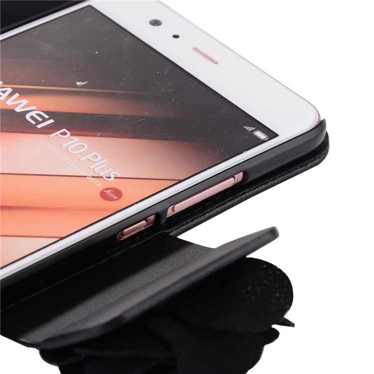 3D Roses Decor Wallet Leather Flip Case Cover with Lanyard for Huawei P10 Plus - Black-6