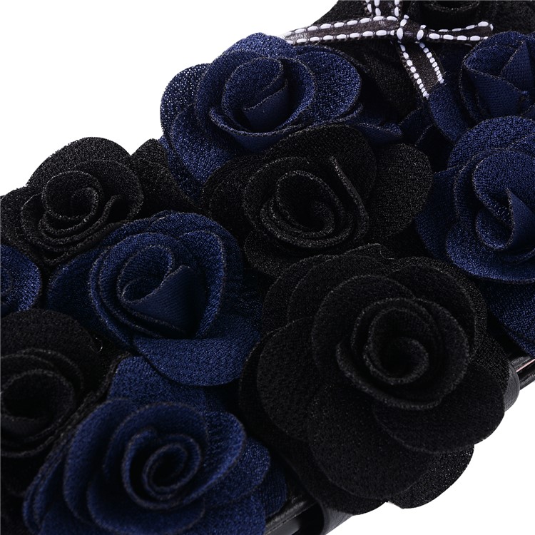 3D Roses Decor Wallet Leather Flip Case Cover with Lanyard for Huawei P10 Plus - Black-7