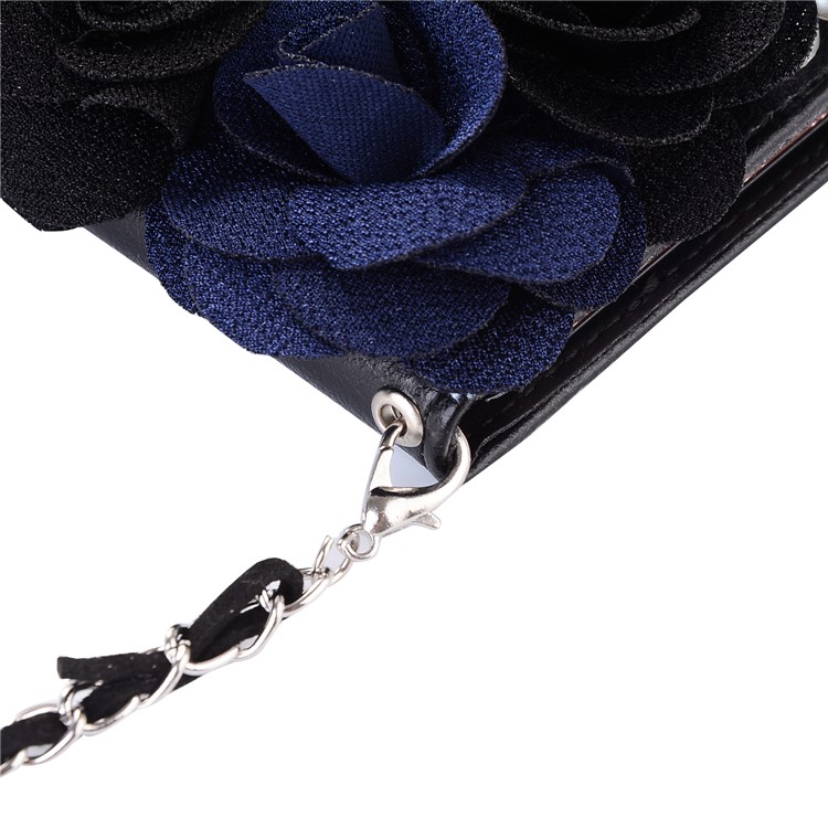 3D Roses Decor Wallet Leather Flip Case Cover with Lanyard for Huawei P10 Plus - Black-8