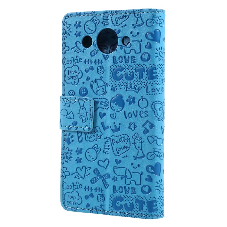 Cartoon Graffiti Wallet Leather Phone Casing with Stand for Huawei Y3 (2017) - Blue-2