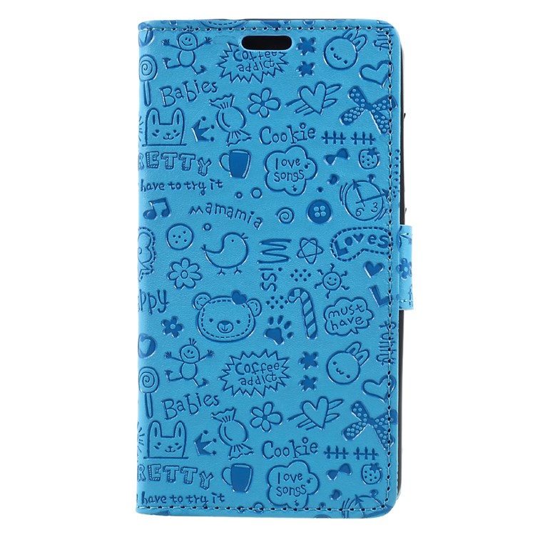 Cartoon Graffiti Wallet Leather Phone Casing with Stand for Huawei Y3 (2017) - Blue-3
