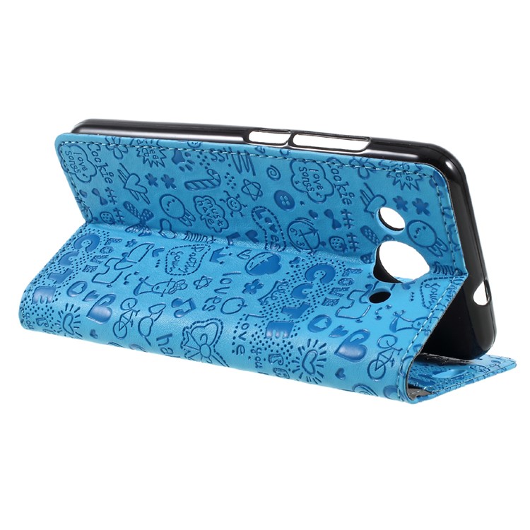 Cartoon Graffiti Wallet Leather Phone Casing with Stand for Huawei Y3 (2017) - Blue-5