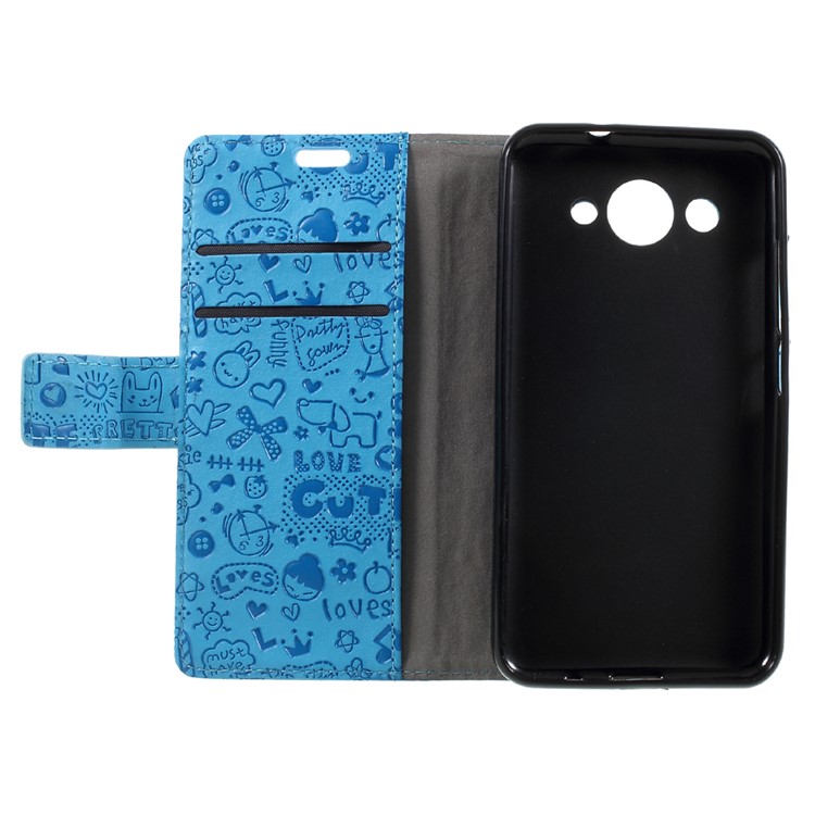 Cartoon Graffiti Wallet Leather Phone Casing with Stand for Huawei Y3 (2017) - Blue-6