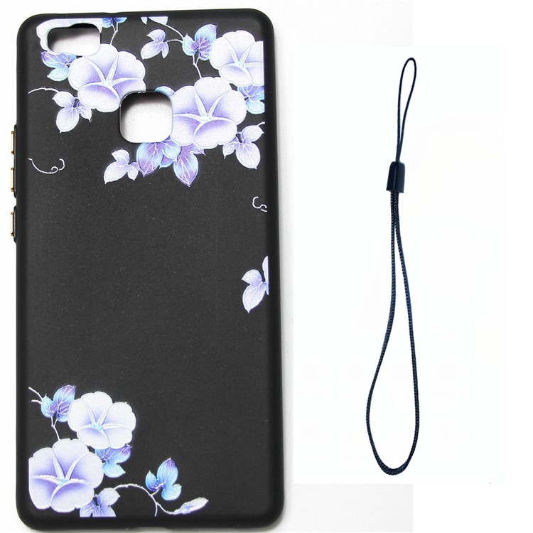 For Huawei P9 Lite / G9 Lite Pattern Printing Rubberized Embossed TPU Case with Electroplating Buttons - Morning Glory-1