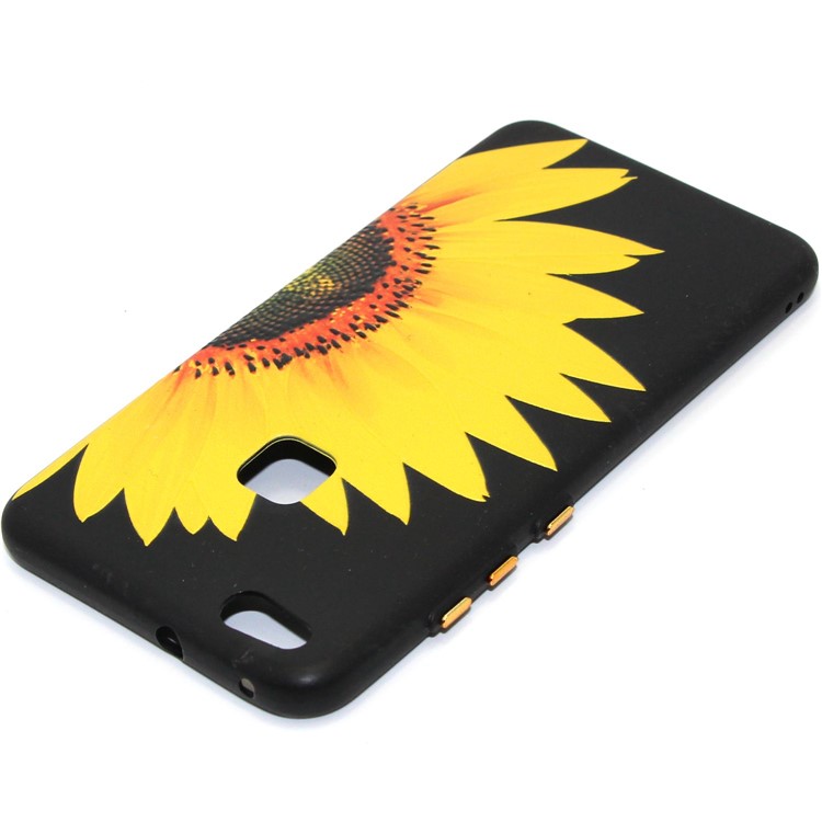 Embossed Pattern Printing Rubberized TPU Phone Shell with Strap for Huawei P10 Lite - Sunflower-3