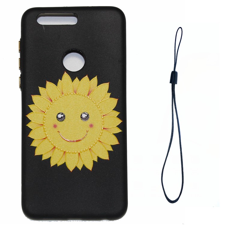 Pattern Printing Embossment Glossy TPU Phone Case for Huawei Honor 8 - Sunflower-1