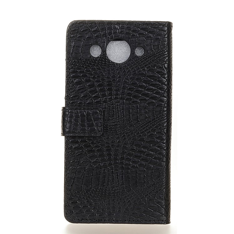 Crocodile Texture Leather Wallet Stand Casing with Stand for Huawei Y3 (2017) - Black-2