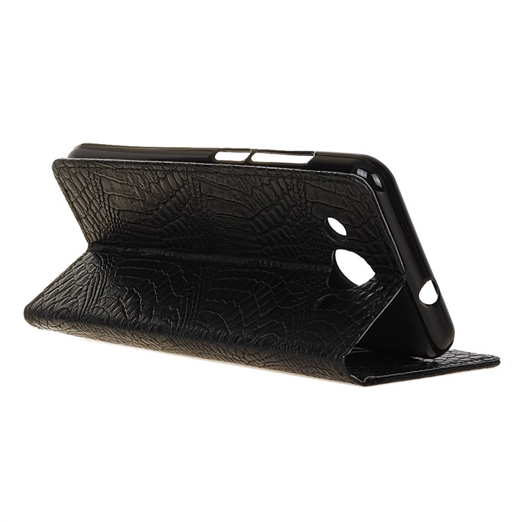 Crocodile Texture Leather Wallet Stand Casing with Stand for Huawei Y3 (2017) - Black-5