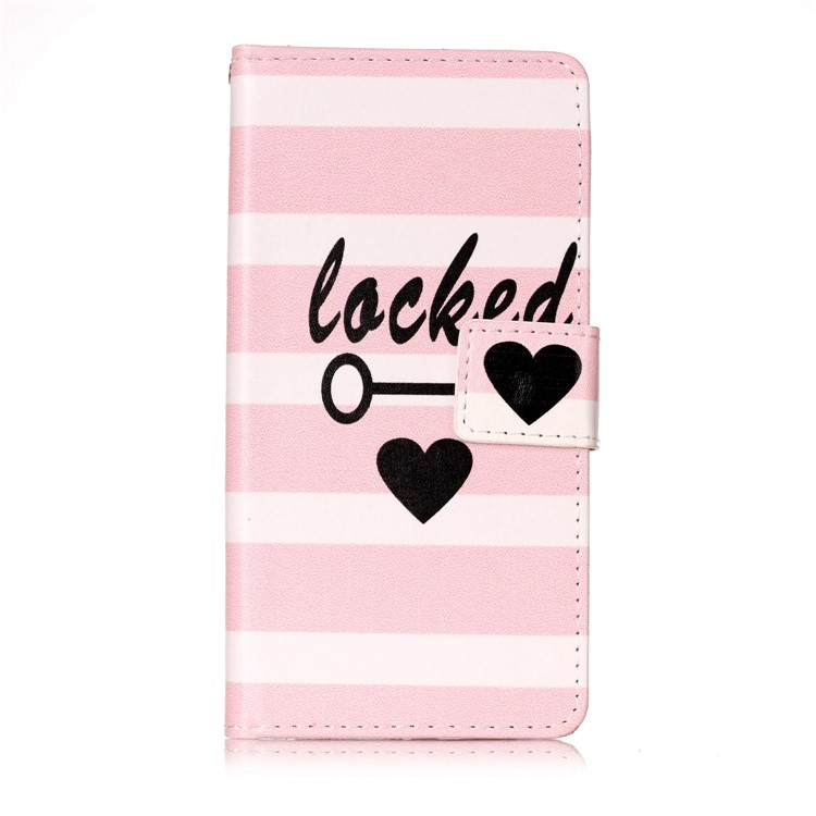 Pattern Printing Leather Wallet Case for Huawei P10 Lite - Heart Pattern-1
